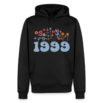 1999 Blumenmuster 1999 Blumen-thema Blumen 1999 - Männer Premium Bio Hoodie - Schwarz - Vorne - Nico (187cm)