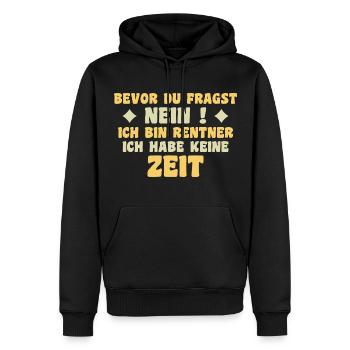 Je suis à la retraite, je n’ai pas de don de temps - Sweat à capuche Premium bio Homme - noir - Devant - Nico (187cm)