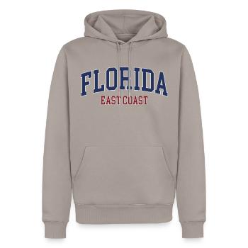 Florida - Männer Premium Bio Hoodie - Taupe - Vorne - Nico (187cm)