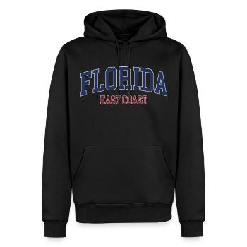 Florida - Männer Premium Bio Hoodie - Schwarz - Vorne - Nico (187cm)