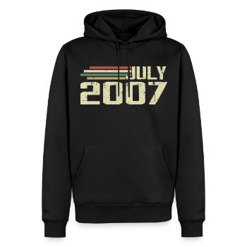 Anniversaire Juillet 2007 Année 2007 Juillet Année 2007 - Sweat à capuche Premium bio Homme - noir - Devant - Nico (187cm)