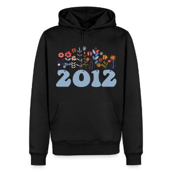 2012 Motif floral 2012 Floral thème Fleurs 2012 - Sweat à capuche Premium bio Homme - noir - Devant - Nico (187cm)