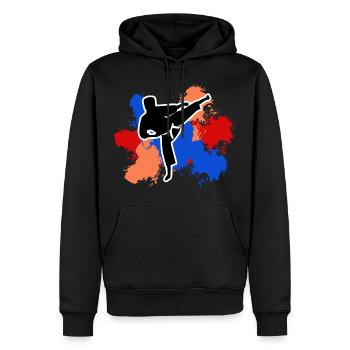 Karate Freizeit Geschenk Karateka - Männer Premium Bio Hoodie - Schwarz - Vorne - Nico (187cm)