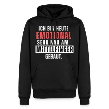 Emotional am Mittelfinger gebaut. Lustiger Spruch - Männer Premium Bio Hoodie - Schwarz - Vorne - Nico (187cm)