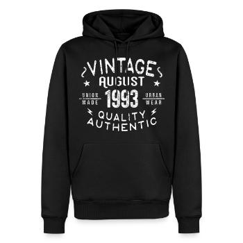 Août 1993 Cadeau d’anniversaire Août 1993 Rétro - Sweat à capuche Premium bio Homme - noir - Devant - Nico (187cm)