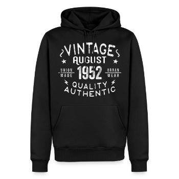 August 1952 Geburtstagsgeschenk August 1952 Retro - Männer Premium Bio Hoodie - Schwarz - Vorne - Nico (187cm)