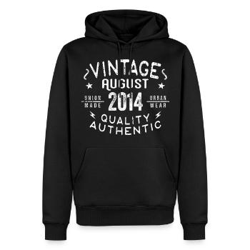 August 2014 Geburtstagsgeschenk August 2014 Retro - Männer Premium Bio Hoodie - Schwarz - Vorne - Nico (187cm)