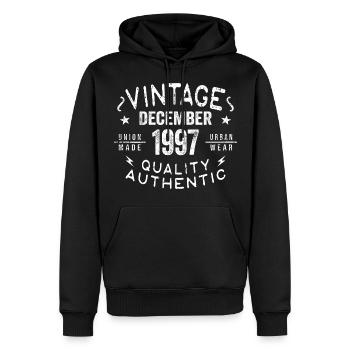 Décembre 1997 - Excellent depuis décembre 1997 - Sweat à capuche Premium bio Homme - noir - Devant - Nico (187cm)