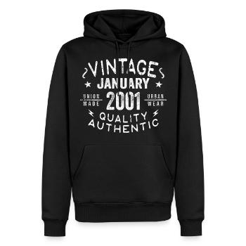 Geburtstagsgeschenk 2001 - geboren im Januar 2001 - Männer Premium Bio Hoodie - Schwarz - Vorne - Nico (187cm)