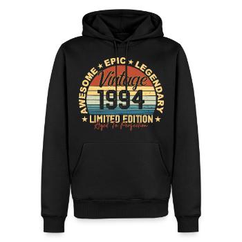 Rétro 1994 Vintage Anniversaire 1994 Cadeau 1994 - Sweat à capuche Premium bio Homme - noir - Devant - Nico (187cm)
