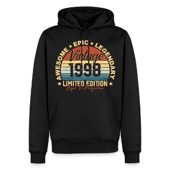 Rétro 1998 Vintage Anniversaire 1998 Cadeau 1998 - Sweat à capuche Premium bio Homme - noir - Devant - Nico (187cm)