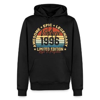 Retro 1996 Jahrgang Geburtstag 1996 Geschenk 1996 - Männer Premium Bio Hoodie - Schwarz - Vorne - Nico (187cm)