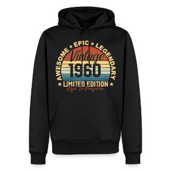 Retro 1960 Jahrgang Geburtstag 1960 Geschenk 1960 - Männer Premium Bio Hoodie - Schwarz - Vorne - Nico (187cm)