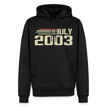Geburtstag Juli 2003 Jahr 2003 Juli Jahrgang 2003 - Männer Premium Bio Hoodie - Schwarz - Vorne - Nico (187cm)