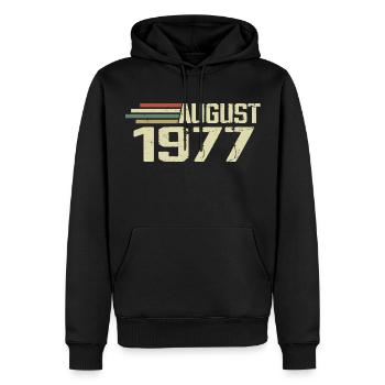 Geboren August 1977 Jubiläum August 1977 Jahrgang - Männer Premium Bio Hoodie - Schwarz - Vorne - Nico (187cm)