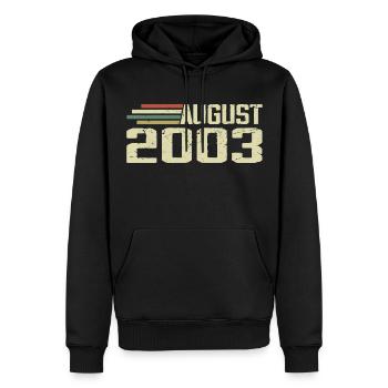 Né en août 2003 Anniversaire Millésime août 2003 - Sweat à capuche Premium bio Homme - noir - Devant - Nico (187cm)