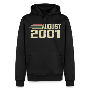 Né en août 2001 Anniversaire Millésime août 2001 - Sweat à capuche Premium bio Homme - noir - Devant - Nico (187cm)