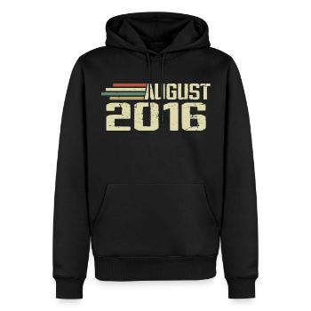 Né Août 2016 Anniversaire Août 2016 Millésime - Sweat à capuche Premium bio Homme - noir - Devant - Nico (187cm)
