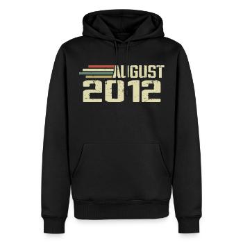 Né Août 2012 Anniversaire Août 2012 Millésime - Sweat à capuche Premium bio Homme - noir - Devant - Nico (187cm)