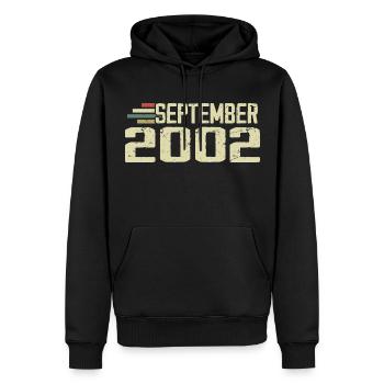 September 2002 Vintage Geschenkidee September 2002 - Männer Premium Bio Hoodie - Schwarz - Vorne - Nico (187cm)