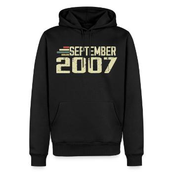 September 2007 Vintage Geschenkidee September 2007 - Männer Premium Bio Hoodie - Schwarz - Vorne - Nico (187cm)