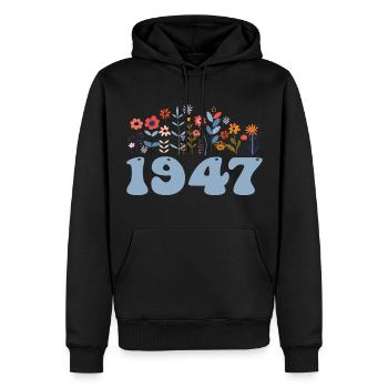 1947 Blumenmuster 1947 Blumen-thema Blumen 1947 - Männer Premium Bio Hoodie - Schwarz - Vorne - Nico (187cm)
