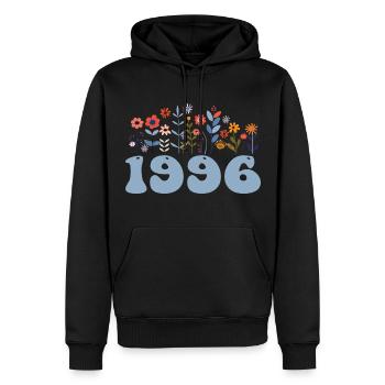 1996 Blumenmuster 1996 Blumen-thema Blumen 1996 - Männer Premium Bio Hoodie - Schwarz - Vorne - Nico (187cm)