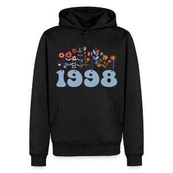 1998 Blumenmuster 1998 Blumen-thema Blumen 1998 - Männer Premium Bio Hoodie - Schwarz - Vorne - Nico (187cm)