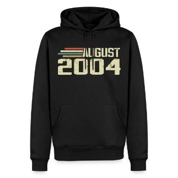 Né en août 2004 Anniversaire Millésime août 2004 - Sweat à capuche Premium bio Homme - noir - Devant - Nico (187cm)