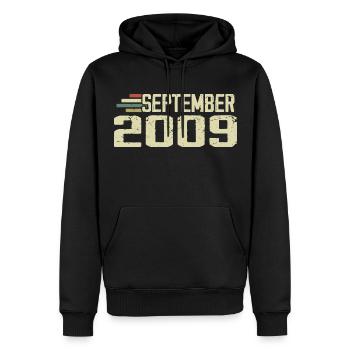 September 2009 Vintage Gift Idea September 2009 - Men’s Premium Organic Hoodie - black - Front - Nico (187cm)