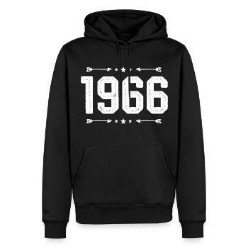 Millésime 1966 Millésime 59ème anniversaire 1966. - Sweat à capuche Premium bio Homme - noir - Devant - Nico (187cm)