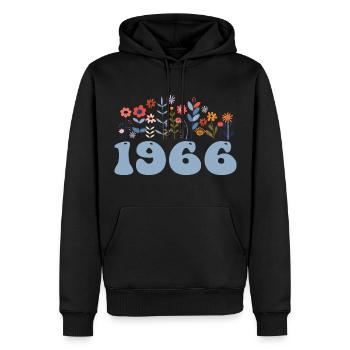 1966 Motif floral 1966 Thème floral 1966 - Sweat à capuche Premium bio Homme - noir - Devant - Nico (187cm)
