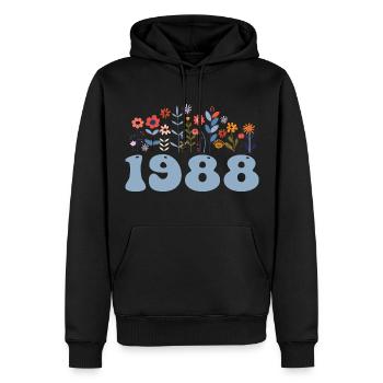 1988 Blumenmuster 1988 Blumen-thema Blumen 1988 - Männer Premium Bio Hoodie - Schwarz - Vorne - Nico (187cm)