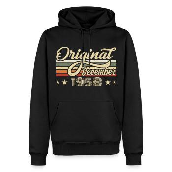 Décembre 1958 - Cadeau d’anniversaire Décembre 1958 - Sweat à capuche Premium bio Homme - noir - Devant - Nico (187cm)