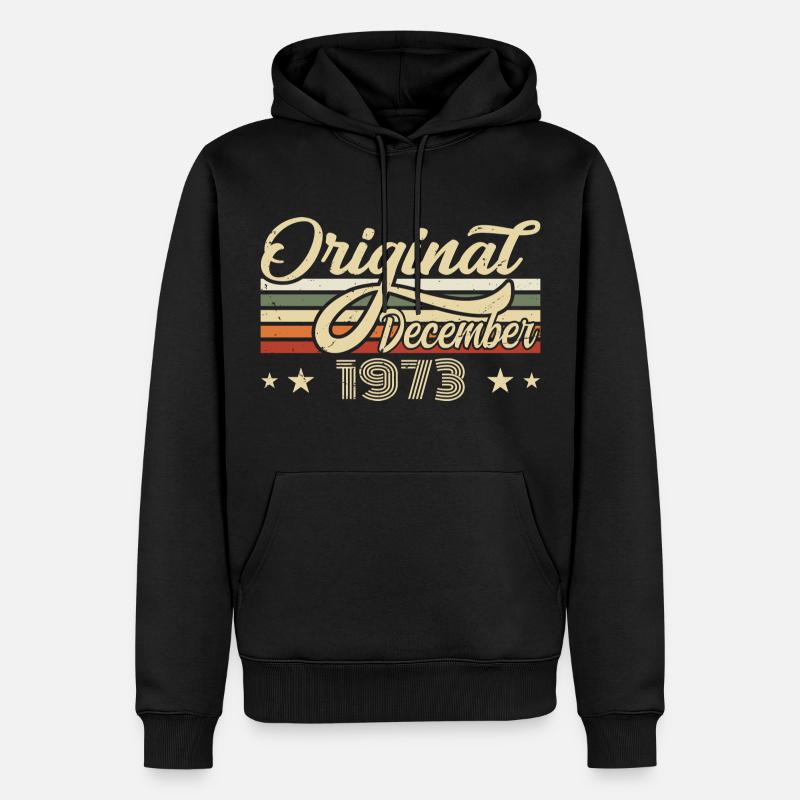 Décembre 1973 - Cadeau d’anniversaire Décembre 1973 - Sweat à capuche Premium bio Homme - noir