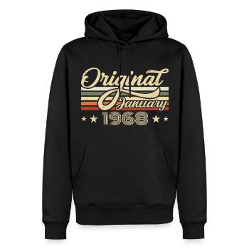 Anniversaire Janvier 1968 Janvier Né en Janvier - Sweat à capuche Premium bio Homme - noir - Devant - Nico (187cm)