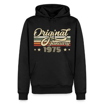 Date de naissance Janvier 1975 Janvier Né en janvier - Sweat à capuche Premium bio Homme - noir - Devant - Nico (187cm)