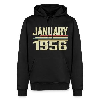 Januar 1956 - Geburtstagsgeschenk Januar 1956 - Männer Premium Bio Hoodie - Schwarz - Vorne - Nico (187cm)