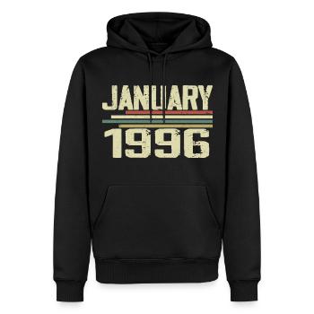 Januar 1996 - Geburtstagsgeschenk Januar 1996 - Männer Premium Bio Hoodie - Schwarz - Vorne - Nico (187cm)