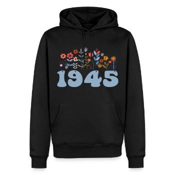 1945 Blumenmuster 1945 Blumen-thema Blumen 1945 - Männer Premium Bio Hoodie - Schwarz - Vorne - Nico (187cm)
