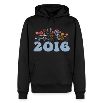 2016 Motif floral 2016 Floral thème Fleurs 2016 - Sweat à capuche Premium bio Homme - noir - Devant - Nico (187cm)