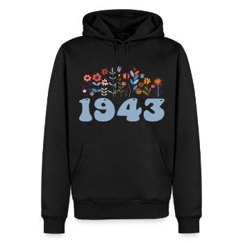 1943 Blumenmuster 1943 Blumen-thema Blumen 1943 - Männer Premium Bio Hoodie - Schwarz - Vorne - Nico (187cm)