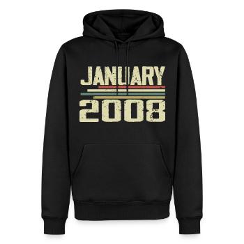 Janvier 2008 - Cadeau d'anniversaire janvier 2008 - Sweat à capuche Premium bio Homme - noir - Devant - Nico (187cm)