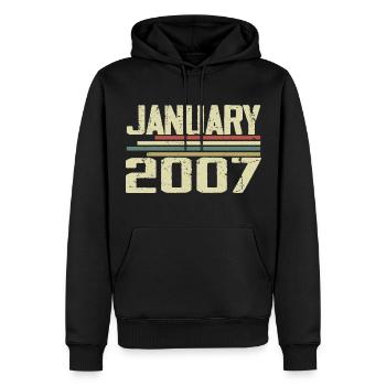 Januar 2007 - Geburtstagsgeschenk Januar 2007 - Männer Premium Bio Hoodie - Schwarz - Vorne - Nico (187cm)