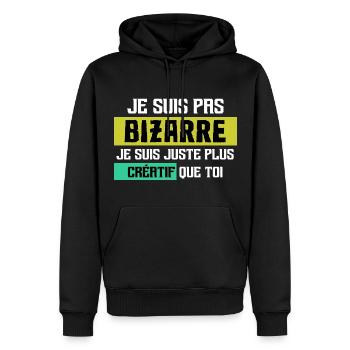 Je Suis Pas Bizarre Drôle Manga Kawaii - Sweat à capuche Premium bio Homme - noir - Devant - Nico (187cm)