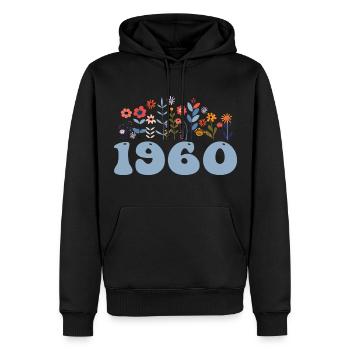 1960 Blumenmuster 1960 Blumen-thema Blumen 1960 - Männer Premium Bio Hoodie - Schwarz - Vorne - Nico (187cm)