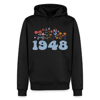 1948 Blumenmuster 1948 Blumen-thema Blumen 1948 - Männer Premium Bio Hoodie - Schwarz - Vorne - Nico (187cm)