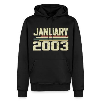January 2003 - Birthday Gift January 2003 - Men’s Premium Organic Hoodie - black - Front - Nico (187cm)
