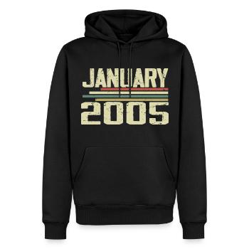 Janvier 2005 - Cadeau d'anniversaire janvier 2005 - Sweat à capuche Premium bio Homme - noir - Devant - Nico (187cm)