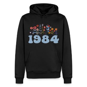 1984 Blumenmuster 1984 Blumen-thema Blumen 1984 - Männer Premium Bio Hoodie - Schwarz - Vorne - Nico (187cm)